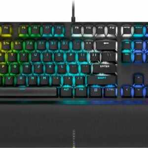 CORSAIR - K60 RGB Pro SE Full-size Wired Mechanical Cherry Viola Linear Gaming Keyboard with PBT Double-Shot Keycaps - Black