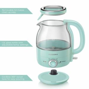 Elite Gourmet - 1.2L Adjustable Temperature Electric Glass Kettle - Mint