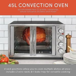 Elite Gourmet - 2-Door Oven w Rotisserie & Convection - silver