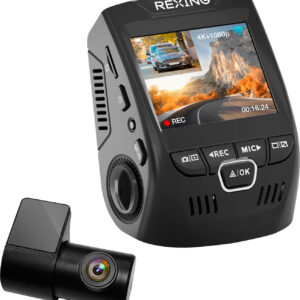 Rexing - V1P Plus 4K UHD Front and Rear Dash Cam with Wi-Fi - Black