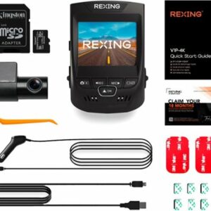 Rexing - V1P Plus 4K UHD Front and Rear Dash Cam with Wi-Fi - Black