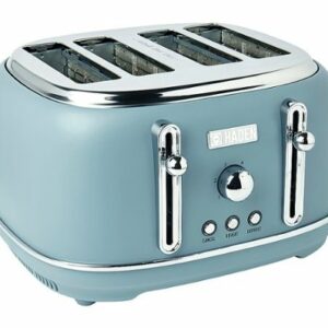 Haden - Highclere 4-Slice Wide Slot Toaster with Removable Crumb Tray and Multiple Settings - Poole Blue