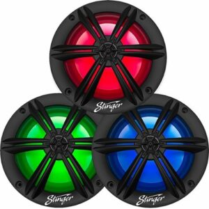 Stinger - 6.5” 2-Way Marine Coaxial LED Illuminated Speakers with Poly Carbon Cones (Pair) - Black