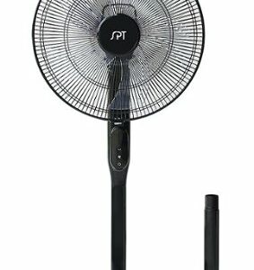 Sunpentown - 16″ DC-Motor Energy Saving Stand Fan with Remote and Timer - Piano Black