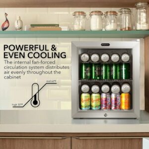 Whynter - 62-Can Beverage Refrigerator With Lock - Silver