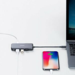 Anker - USB C Hub, 4-in-1 USB-C, with 60W PD, 3 USB-A, 1 USB-C - Gray