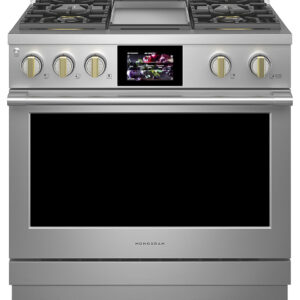 Monogram - 5.7 Cu. Ft. Freestanding Dual Fuel Convection Range with Self-Clean and 4 Burners - Stainless Steel