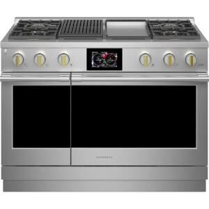 Monogram - 8.25 Cu. Ft. Freestanding Double Oven Dual Fuel Convection Range with Self-Clean, Built-In Wi-Fi, and 4 Burners - Stainless Steel