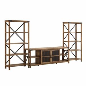 Walker Edison - Modern Farmhouse Wall TV Stand for  TV's up to 80” - Rustic Oak