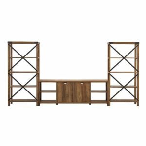 Walker Edison - Modern Farmhouse Wall TV Stand for  TV's up to 80” - Rustic Oak