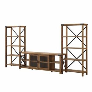 Walker Edison - Modern Farmhouse Wall TV Stand for  TV's up to 80” - Rustic Oak