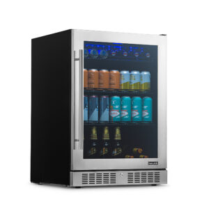 NewAir - 224-Can Built-In Beverage Cooler with Color Changing LED Lights and Seamless Door - Stainless Steel