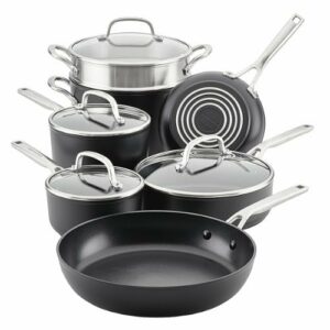 KitchenAid - Hard-Anodized Induction Nonstick Cookware Set, 11-Piece - Matte Black