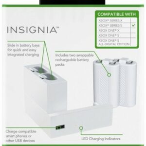 Insignia™ - Side Dock Dual Battery Charger for Xbox Series S - White