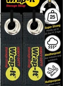 Wrap-It Storage - Heavy-Duty Straps, 7-inch (4-Pack)- Extension Cord Organizer, Cord Wrap Keeper, Cable Straps for Cords - Black