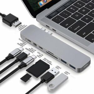 Hyper - PRO 8-in-2 USB-C Hub for MacBook Pro - Gray