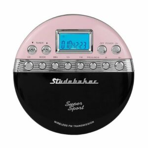 Studebaker - Joggable Personal CD Player with Wireless FM Transmission and FM PLL Radio - Pink/Black