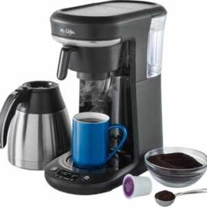 Mr. Coffee - Space-Saving Combo 10-Cup Coffee Maker and Pod Single Serve Brewer - Stainless-Steel/Black