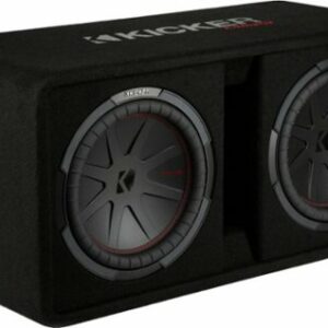 KICKER - CompR Dual 12" Dual-Voice-Coil 2-Ohm Subwoofers with Enclosure - Black