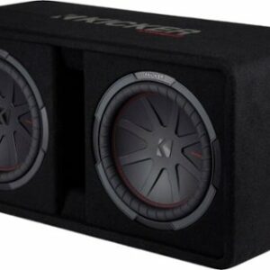 KICKER - CompR Dual 12" Dual-Voice-Coil 2-Ohm Subwoofers with Enclosure - Black