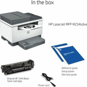 HP - LaserJet M234sdwe Wireless Black-and-White Laser Printer with 6 months of Toner through HP+ - White & Slate