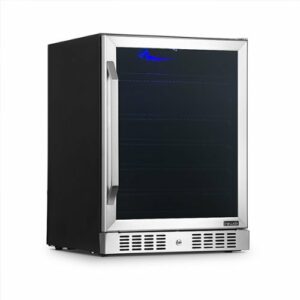 NewAir - 177-Can Built-In Beverage Cooler with Precision Digital Thermostat, Adjustable Shelves, and Triple-Pane Glass - Stainless Steel