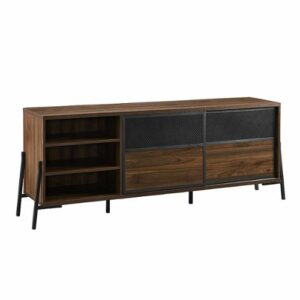 Walker Edison - Industrial 2 Mesh Door TV Stand for TV's up to 80" - Dark Walnut