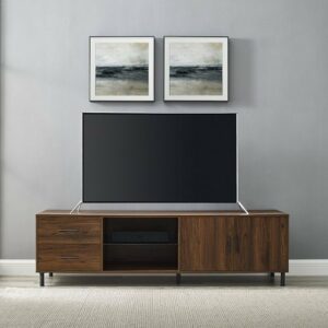 Walker Edison - Modern Low Profile TV Console for TV's up to 80" - Dark Walnut