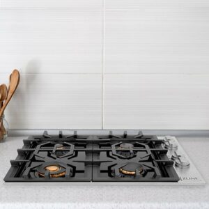 ZLINE - 30" Gas Cooktop with 4 Gas Brass Burners and Black Porcelain Top - Black