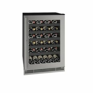 U-Line - 5.5 cu ft 48-750ml bottle Wine Refrigerator with Lock - Stainless Steel