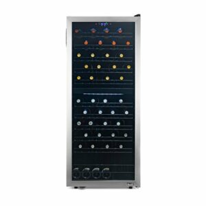 NewAir - 98-Bottle Dual Zone Wine Fridge, Low-Vibration Inverter Compressor, Ultra-Quiet, Adjustable Racks, Digital Thermostat - Silver