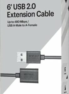 Best Buy essentials™ - 6' USB 2.0 A-Male to A-Female Extension Cable - Black