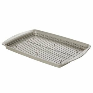 Rachael Ray - 13x19-Inch Jumbo Nonstick Cookie Pan with Roasting Rack - Silver