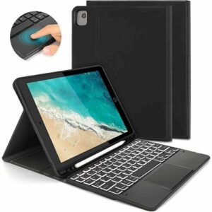 SaharaCase - Keyboard Case with Mouse Pad for Apple iPad 10.2" (8th Generation 2020 and 9th Generation 2021) - Black