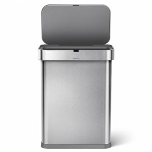 simplehuman - 58 Liter Rectangular Sensor Can with Voice and Motion Control - Brushed Stainless Steel