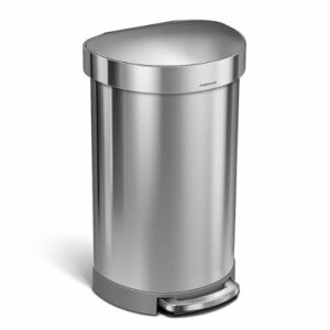 simplehuman - 45 Liter Semi-Round Step Can with Liner Rim - Brushed Stainless Steel