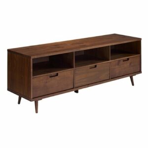 Walker Edison - Mid Century Modern 3 Drawer Solid Wood Console for TVs up to 80" - Walnut