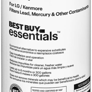 Best Buy essentials™ - NSF 42/53 Water Filter Replacement for Select LG and Kenmore Refrigerators - White