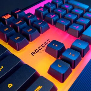 ROCCAT - Magma Full-size Wired Silent Membrane Gaming Keyboard with 5 Zone/ 10 LED AIMO RGB Top Plate and Detachable Palm Rest - Black