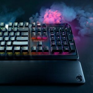 ROCCAT - Pyro Full-size Wired Mechanical Linear Switch Gaming Keyboard with RGB, Brushed Aluminum Top, and Detachable Palm Rest - Black