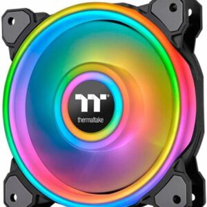 Thermaltake - Riing Quad 120mm 16.8 Million RGB Color 4 Light Rings 54 Addressable LED 9 Blades Hydraulic Bearing Case Fan (3-Pack) - Black