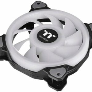 Thermaltake - Riing Quad 120mm 16.8 Million RGB Color 4 Light Rings 54 Addressable LED 9 Blades Hydraulic Bearing Case Fan (3-Pack) - Black