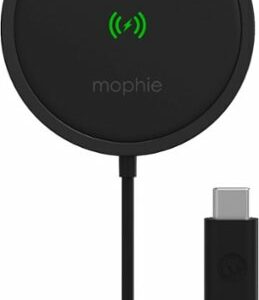 mophie - Snap+ 15W Fast Charge Wireless Charger with MagSafe Compatibility - Black