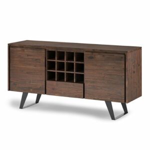 Simpli Home - Lowry Sideboard Buffet with Wine Rack - Distressed Charcoal Brown