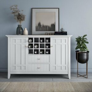 Simpli Home - Bedford Sideboard Buffet and Wine Rack - White