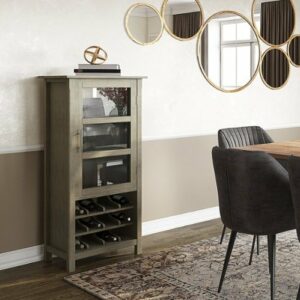 Simpli Home - Avalon High Storage Wine Rack Cabinet - Distressed Grey