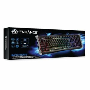 ENHANCE - Infiltrate  Full-size Wired Membrane Hybrid Mechanical Gaming  with Soundwave LED Keyboard - Black