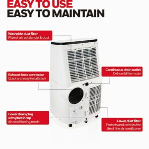 Honeywell - 775 Sq. Ft Portable Air Conditioner with Dehumidifier & Fan - White