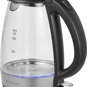 Insignia™ - 1.7 L Electric Glass Kettle - Clear/Black