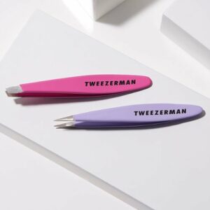 Tweezerman - Mini Oval Slant and Point Tweezer - Pink/Lilac